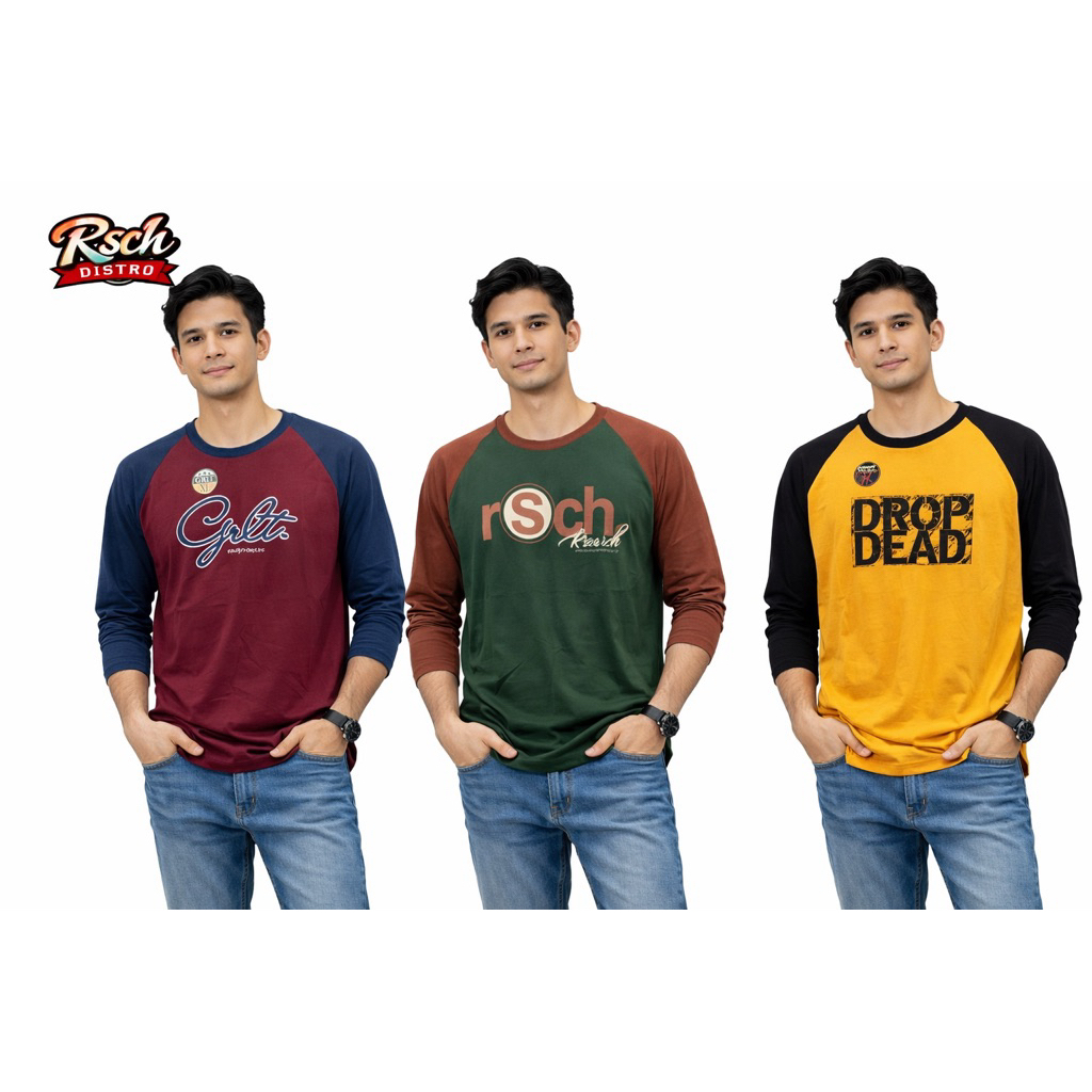 Kaos Oblong Distro Pria RSCH/ GRLT/ DROP DEAD Original SABLON RANDOM Kimono Lengan Panjang M-XL
