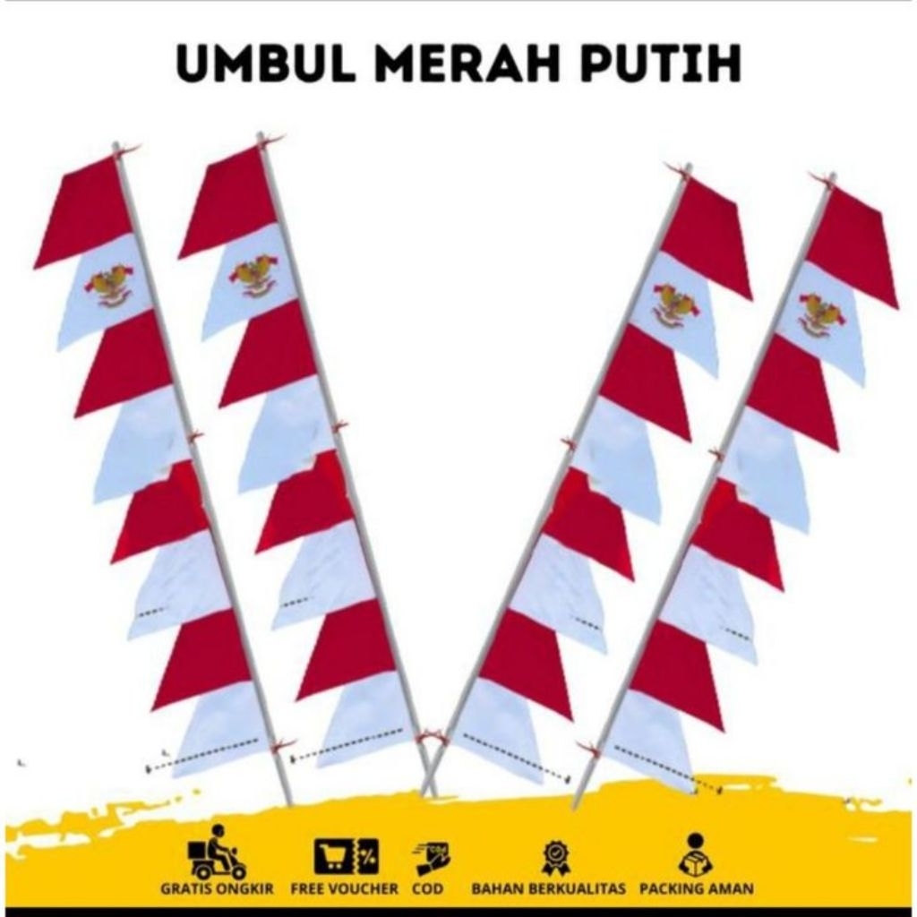 (10pcs) Bendera - Umbul Umbul Merah Putih (Custom Warna)