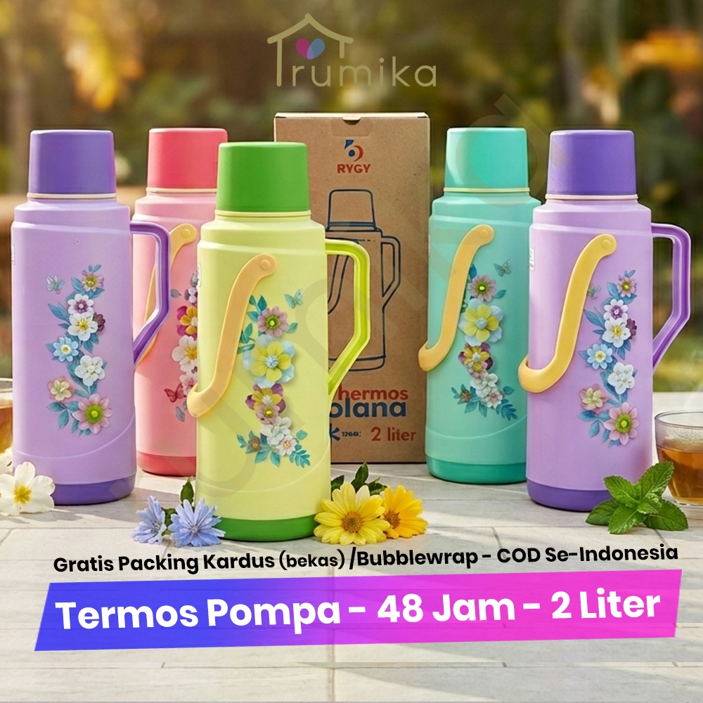 Termos Air Panas Dingin 2 Liter Jumbo Tabung Kaca Premium - Tahan 48 Jam