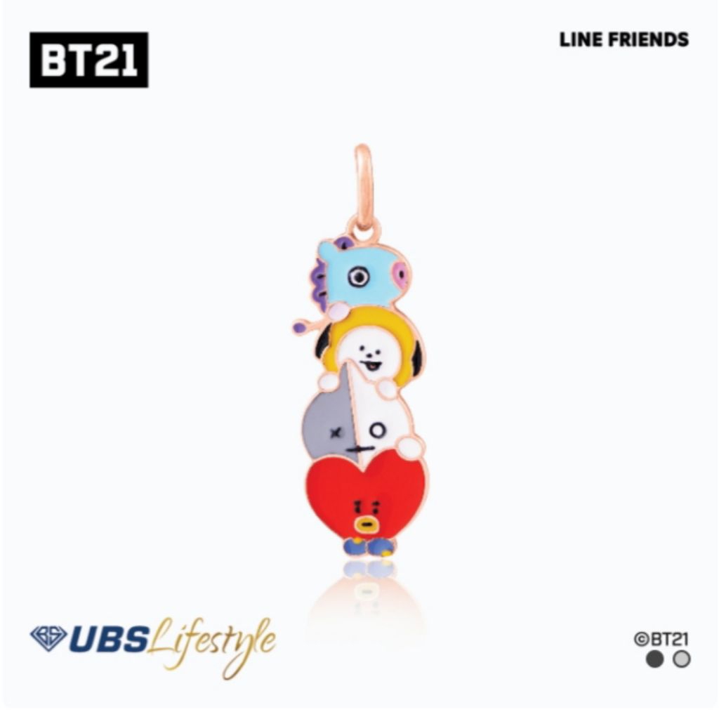 (Langka) BT21 Tata V Mang Jhope Chimmy Jimin Van Charm BTS Bandul Pendant 8k 375 Kuning Emas UBS Lif
