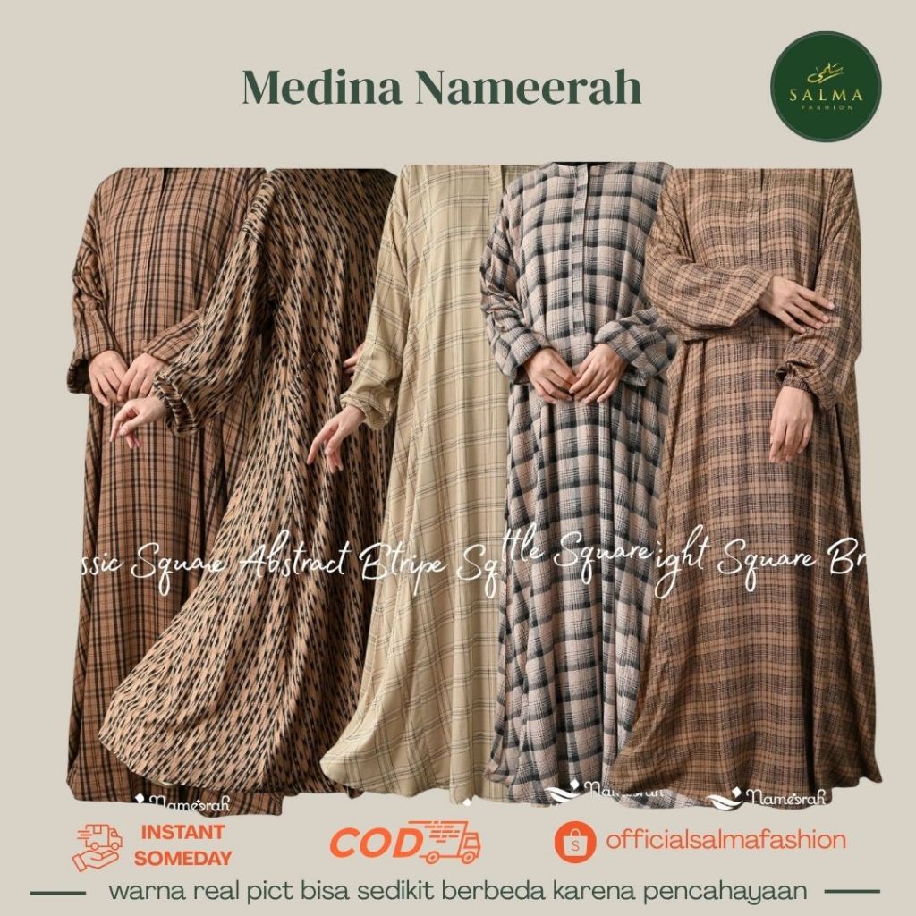 Gamis Nameerah Stripe Square Latte  by Al arabian