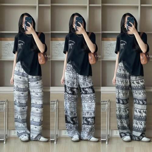 Celana Kulot Santai Motif Gajah Mihu Mihu Celana Kulot Katun Rayon Premium Kekinian Ukuran Standar D