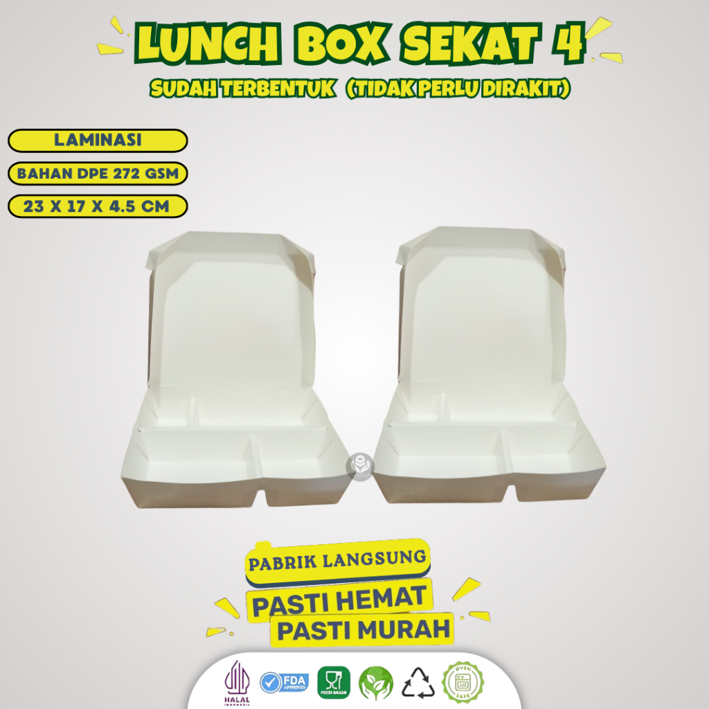 Box Bento Sekat 4 & 5 / Paper Lunch Box Sekat 4 & 5 / Bento Kotak Nasi Take Away Box