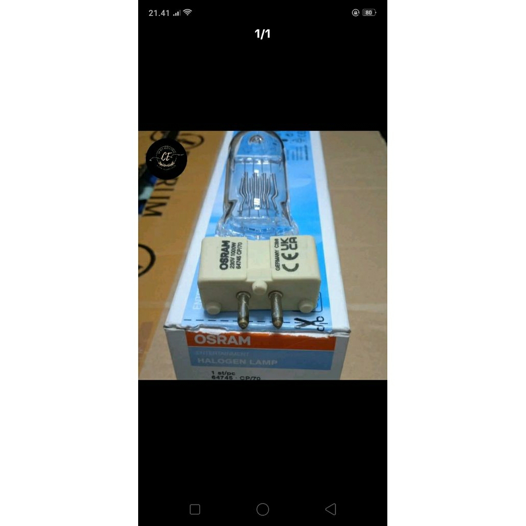 Lampu Hologen 1000W OSRAM Optic Lamp osram CP70 220v