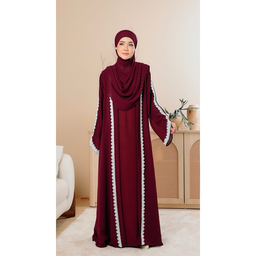 Aluna Dress Gamis Abaya Turki Bordir Renda Mewah Premium Gamis Muslimah Ceruty Babydoll Aksesoris Re