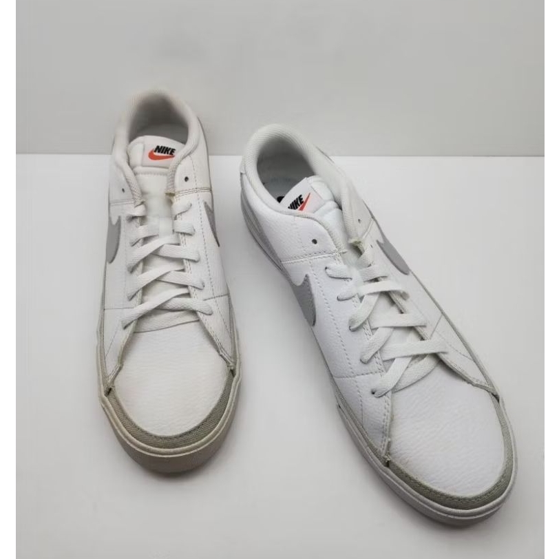 Sepatu Sneakers NIKE COURT LEGACY NN WHITE/WHITE-BLACK-GREY -GREY FOH SIZE 45