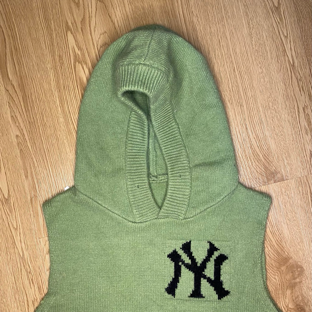 VEST KNIT RAJUT HOODIE HIJAU MATCHA