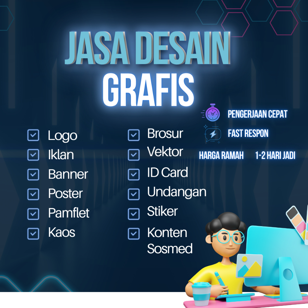 JASA DESAIN GRAFIS, DESAIN LOGO, DESAIN STIKER,  DESAIN KAOS, SPANDUK, BANNER, BROSUR, KEMASAN, LABE