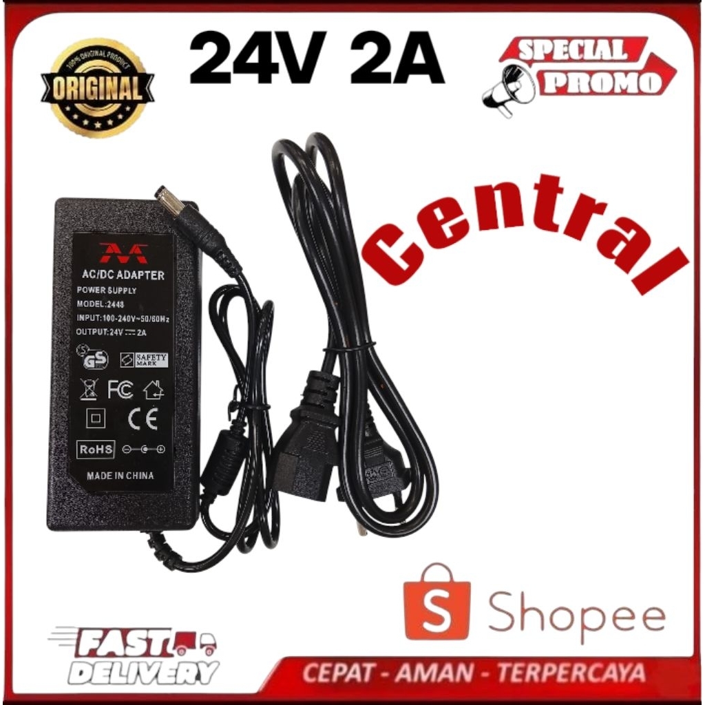 Trafo Adaptor 24V 2A AC DC Murah Model 2448 Adapter 2 Ampere 24 Volt 48Watt