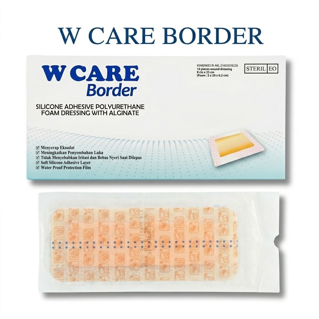 Foam Dressing Luka W Care Border Silicone Adhesive Alginate – Plester Medis Anti Air & Cepat Kering