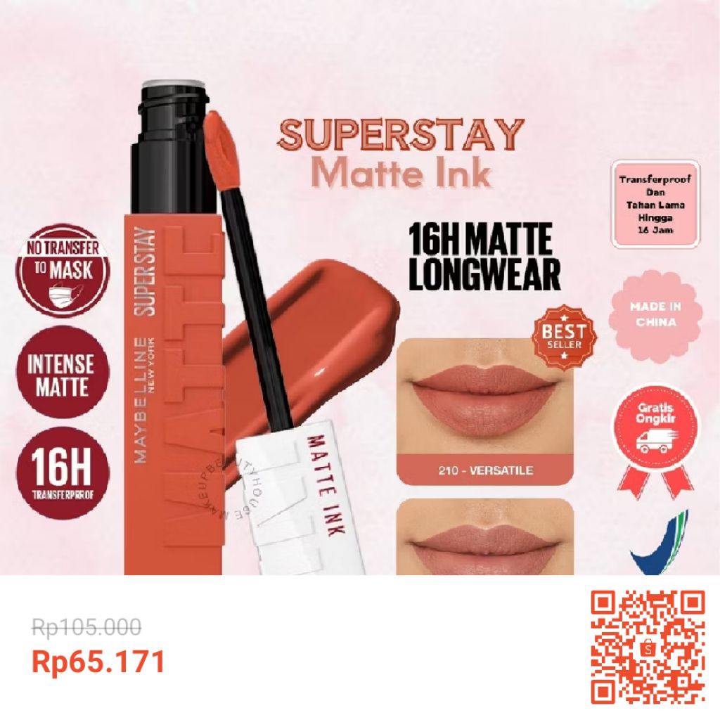 Lipstik Matte Maybelline Superstay Matte Ink 5ml dengan Warna Intens dan Tahan Lama