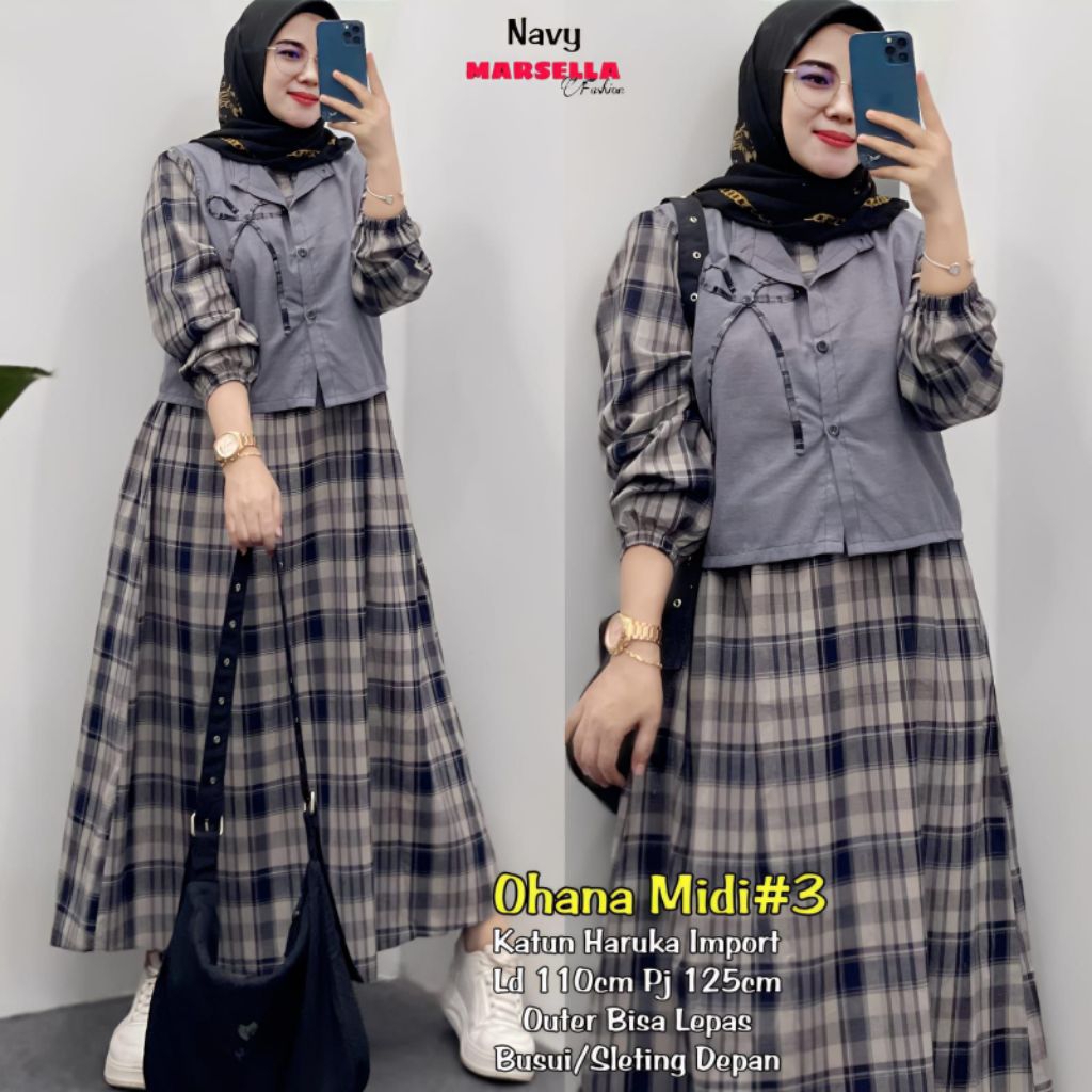TETTY OHANA BELLA KANZA AZAHRA MELVIN MIDI DRESS SET ROMPI CANTIK ORI BY MARSELLA VINSTORE / VIVI MI