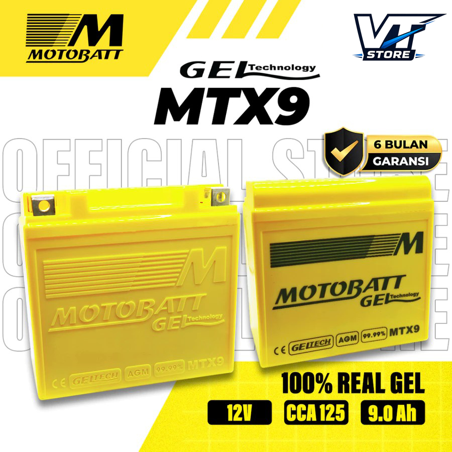 Aki Motobatt Gel MTX9 - 9Ah Piaggio Vespa Excel 150 (Garansi 6 Bulan)