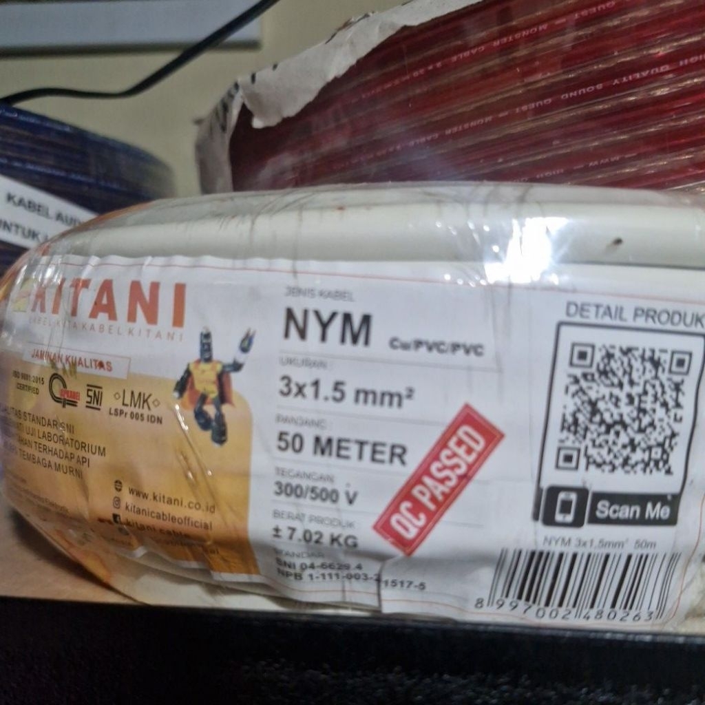 kabel NYM 3x1,5 Kitani 50 meter