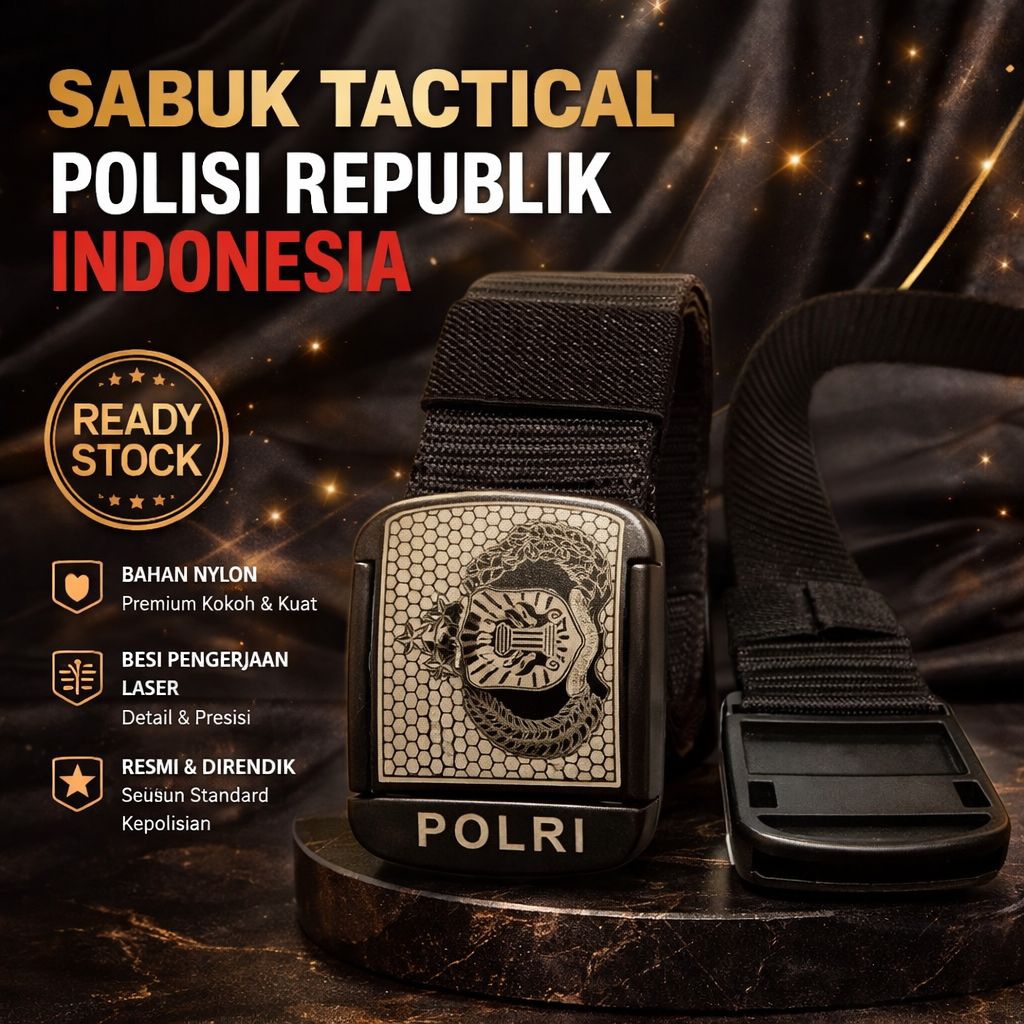 SABUK TACTICAL POLRI IKAT PINGGANG POLRI WARNA HITAM
