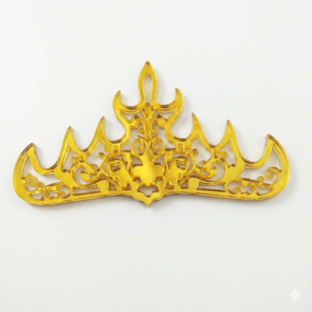 Ornamen Akrilik Mirror Gold Siger Lampung Mahkota Adat Cutting Akrilik 7 cm