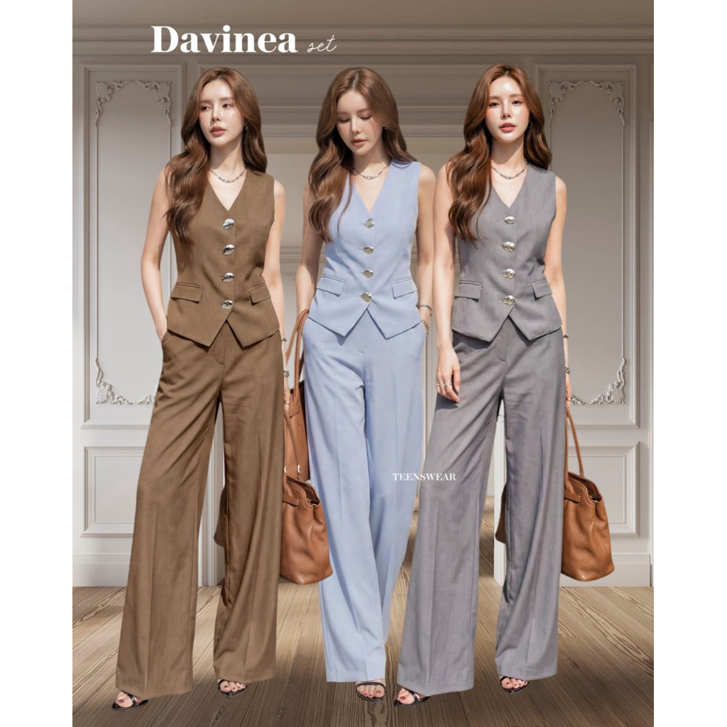 Davinea Set (Cotton Candy Sleeveless Top Pants Set Import Bangkok)