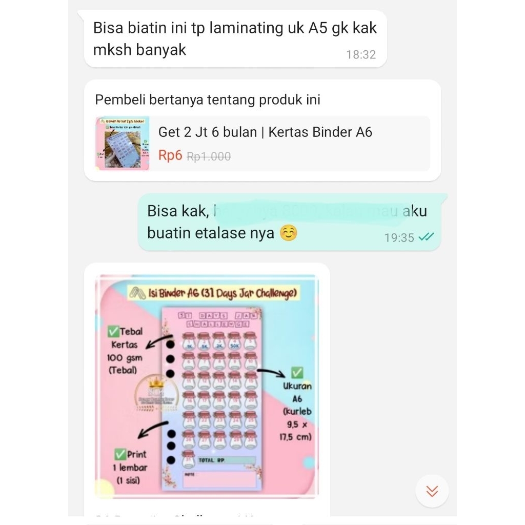 [SOS]Request A5 Refill Kertas Binder Menabung