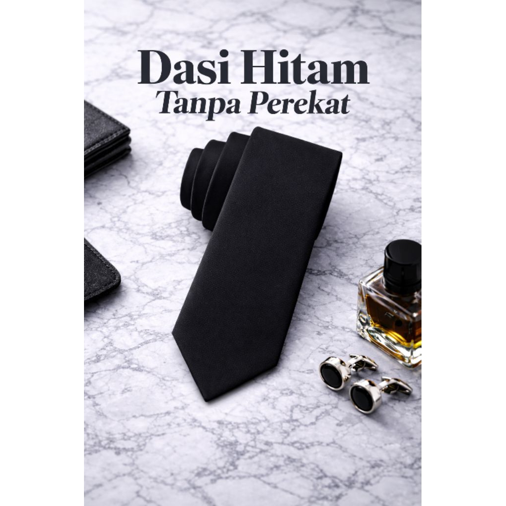 DASI FORMAL - DASI HITAM POLOS PANJANG - DASI COWOK CEWEK