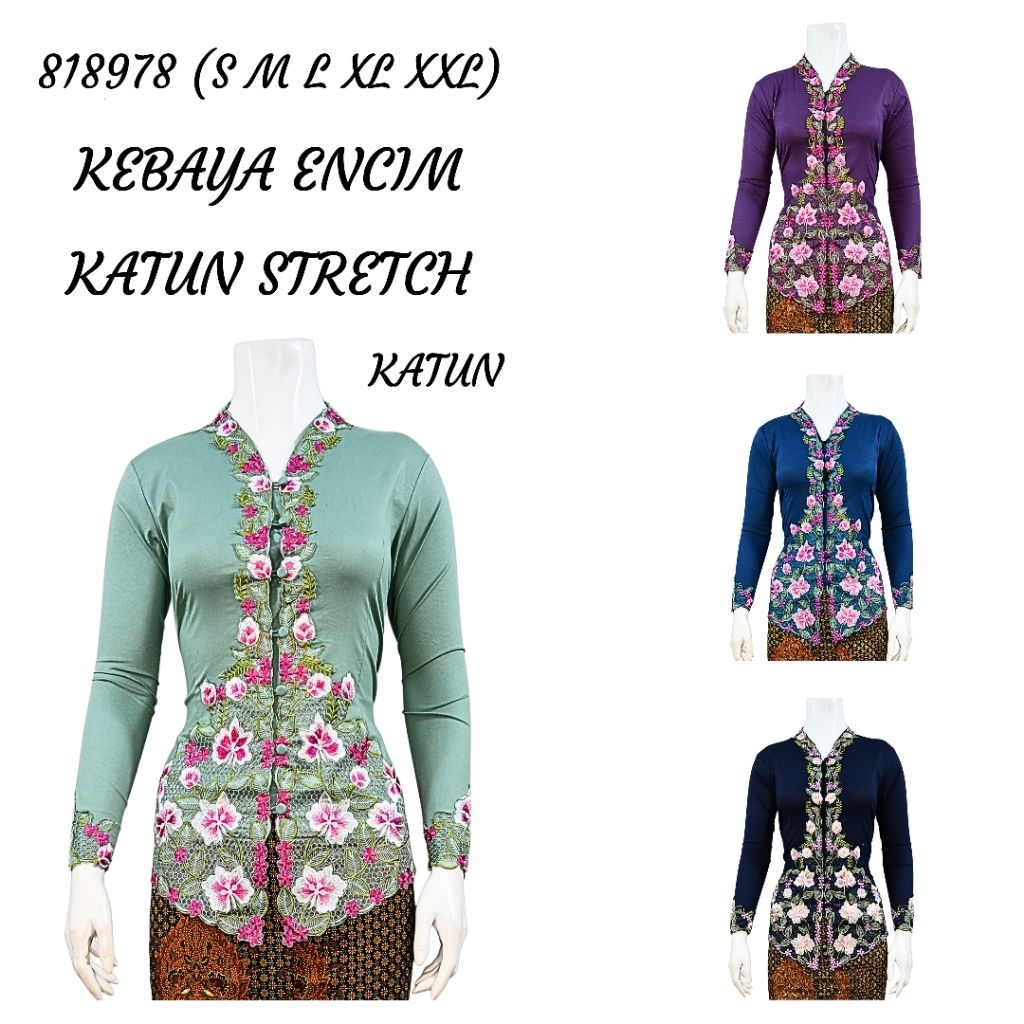 Indah Collection KEBAYA ENCIM LENGAN PANJANG BORDIR KOMBINASI WARNA KATUN STRETCH KATUN KEBAYA WISUD