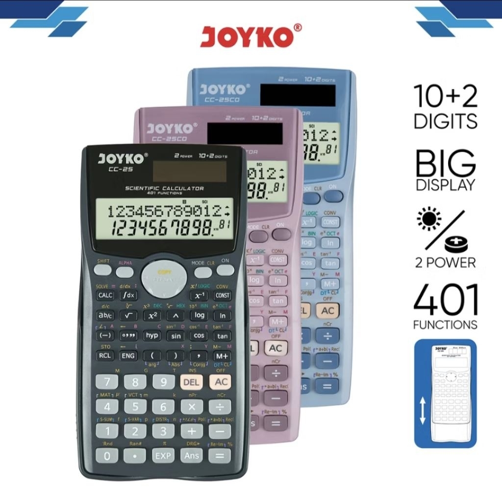 Joyko Kalkulator CC-25 Scientific 401 Fungtions / Kalkulator ilmiah / kalkulator akuntansi / kalkula