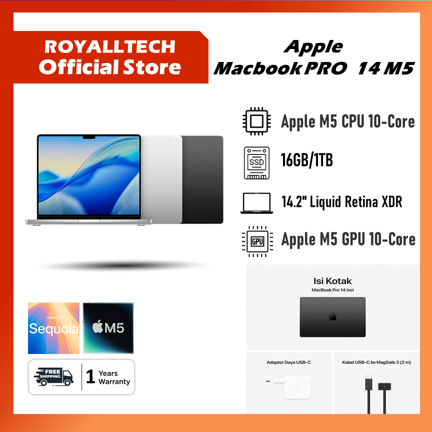 MACBOOK PRO 14 M5 24GB 1TB CPU 10C - GPU 10C GARANSI RESMI