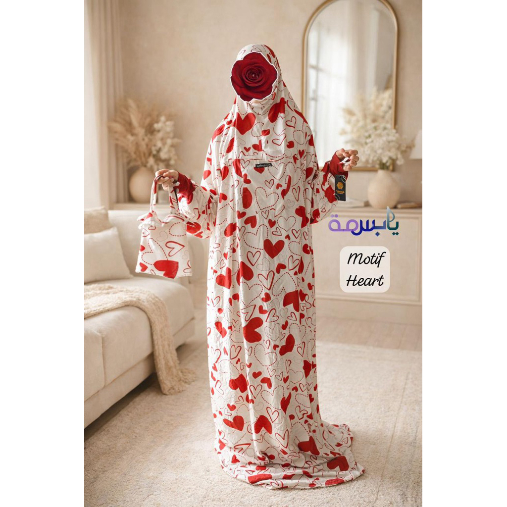 MOTIF TERBARU YABASMAH | Motif Heart | Mukena Rayon | Mukena Terusan | Mukena Manset | Mukena Travel