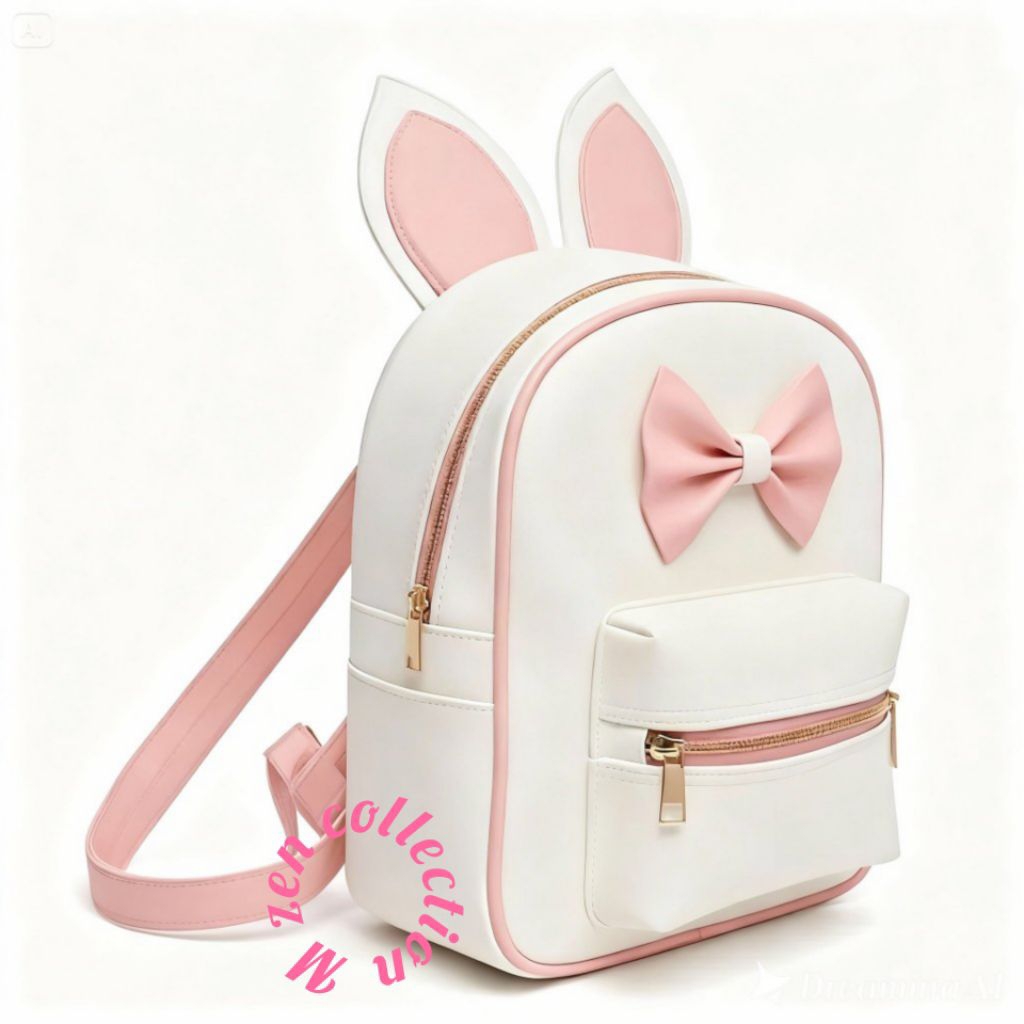Tas Ransel Wanita Prilly - Kulit Sintetis, Warna Putih Pink, Desain Elegan