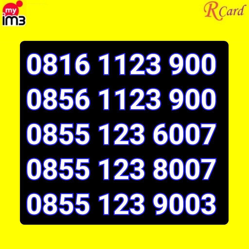 Perdana Nomor Cantik Indosat im3 11 digit Urut 1123 123 900 6007 8007 007 9003