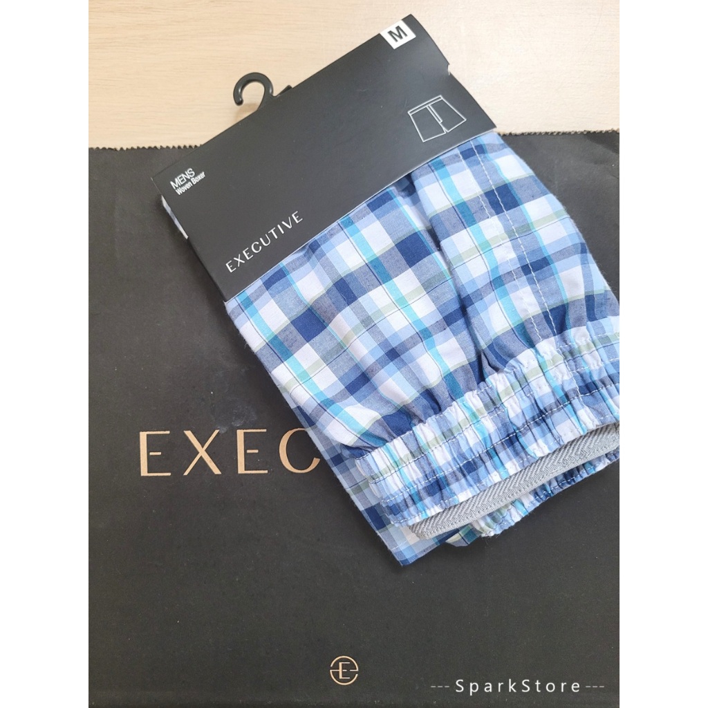 [NEW][BARU] The Executive Celana Boxer Katun Rajut Biru Kotak