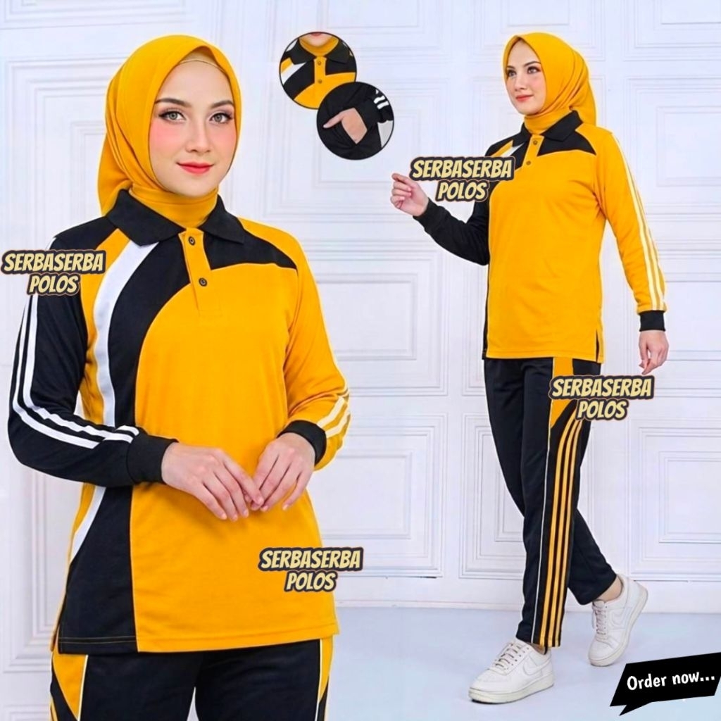 Setelan Olahraga 1 Set / Kaos Olahraga Pria Wanita / Seragam Olahraga Wanita / Kaos Kerah Lengan Pan