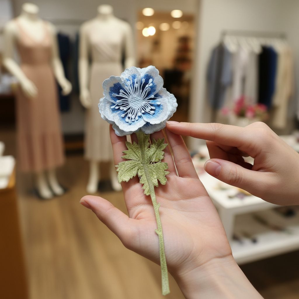 ANEMONE, Bordir Bunga Premium - Elegan & Multifungsi Bros, Bordir Tangan Unik. #BordirBunga #Aksesor