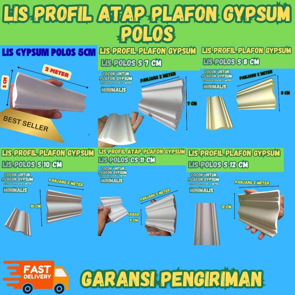 Lis Profil Gypsum Atap Plafon Gypsum/Grc Banyak Motif