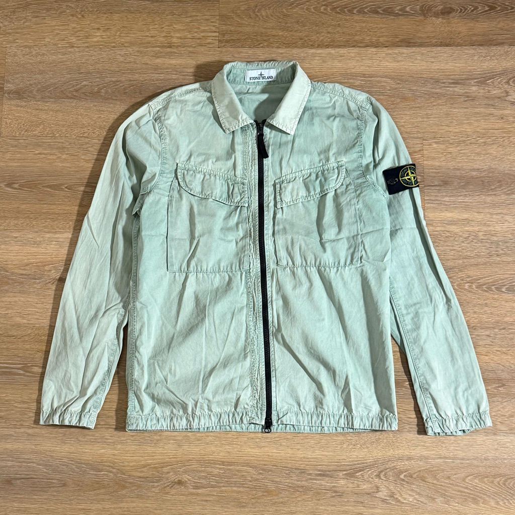 Overshirt Stone Island Dual Pocket Light Green Used Mulus CLG 100% Authentic  Size : S ( 70 X 52 )
