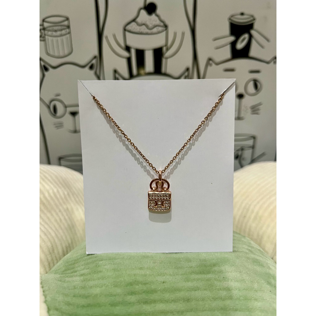 Kalung Titanium Liontin Tas Rosegold