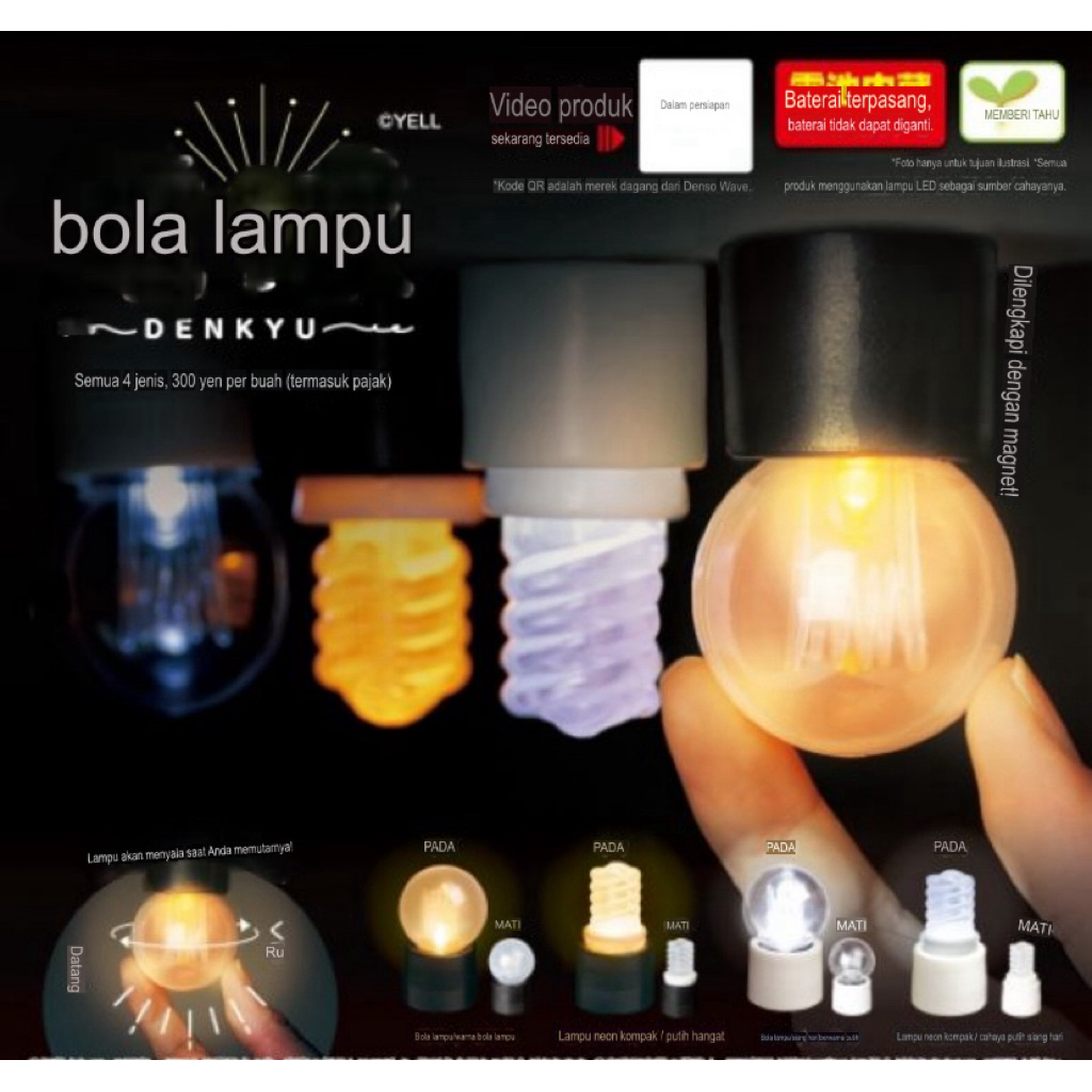 gashapon light bulb miniature capsul toys miniatur bola lampu brand yell