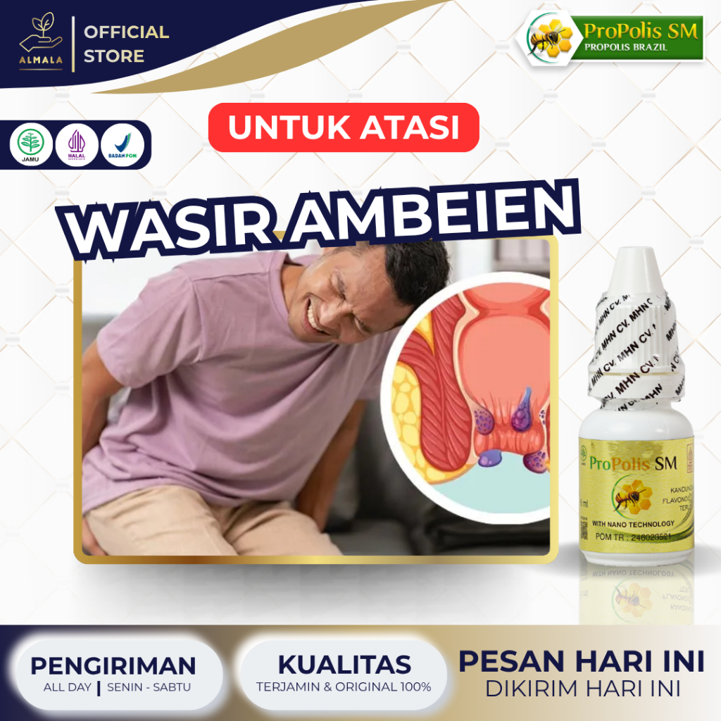 Obat Wasir Ambeien Stadium 1 2 3 4 Benjolan di Anus Fistula Ani Bab Berdarah Ambeyen Propolis Sm Bra