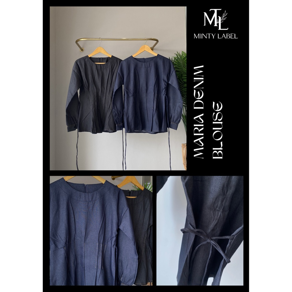 Maria Denim Blouse / Baju Wanita / Atasan Wanita