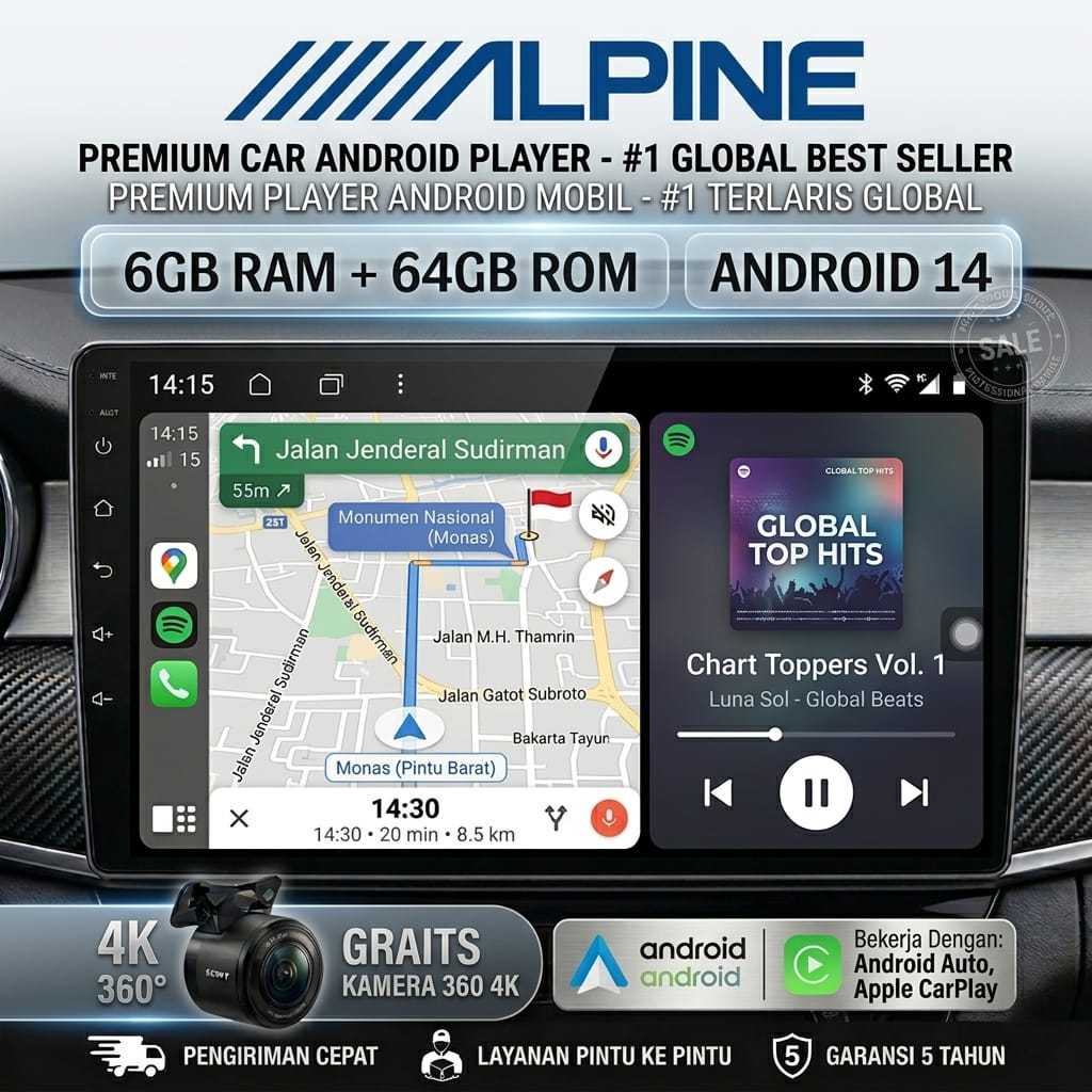 ALPINE 2025 Newest Android Player "9"10 inch [ 6GB RAM+64GB ROM ] Car Multimedia MP5 Player WIFI