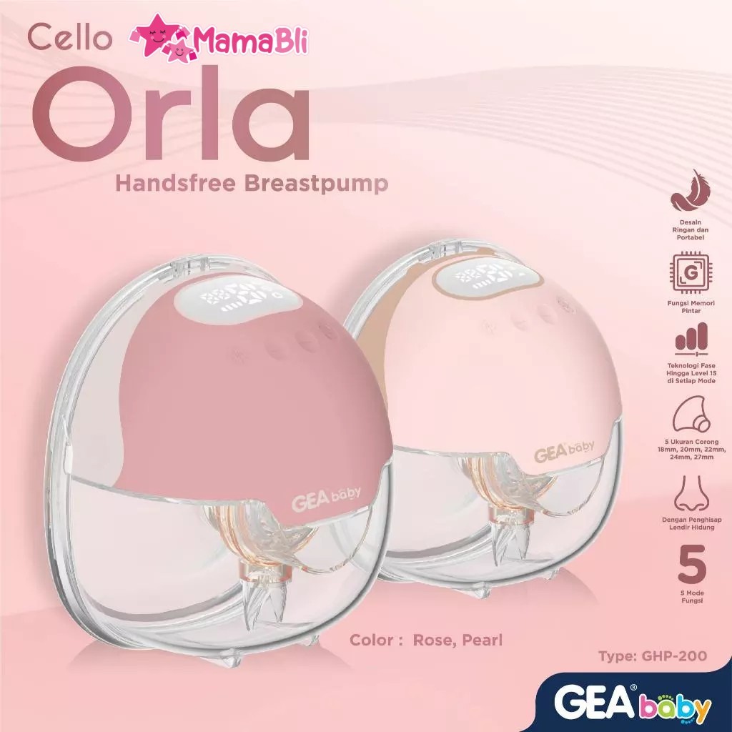 GEA Baby Cello Orla Handsfree Breast Pump | GHP-200 | Pompa Asi Elektrik | Breast Pump GEA Baby