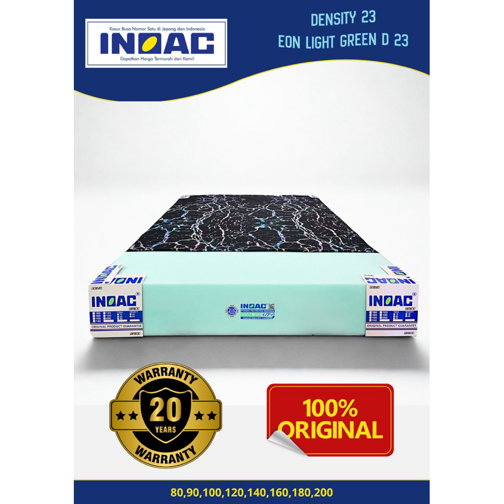 Kasur Busa INOAC DENSITY 23 , EON LIGHT GREEN 90x200x15 Original D23 Tebal 15cm GARANSI 20 Tahun D 2