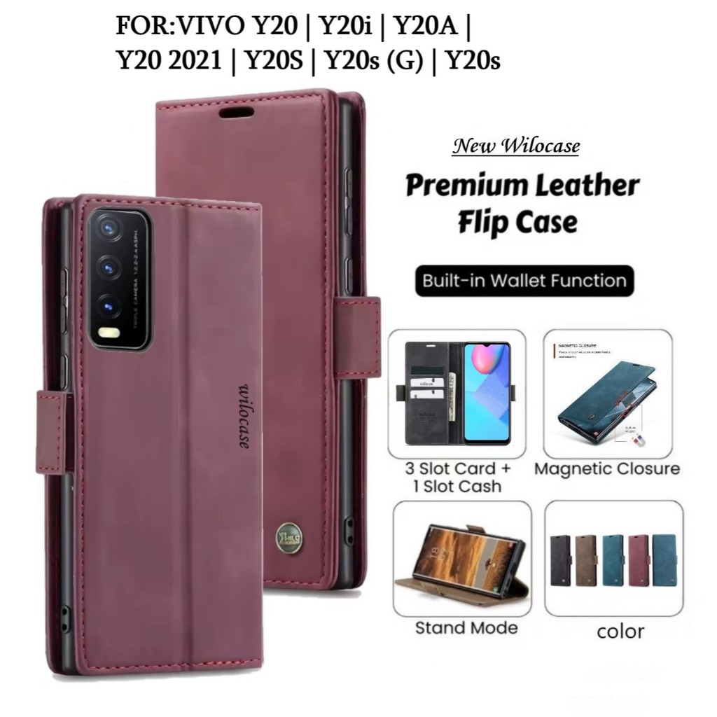 Premium Quality Wilo Case Vivo Y20 | Y20i | Y20a | Y20 2021 | Y20s | Y20s (G) Flip Case Wallet Luxur