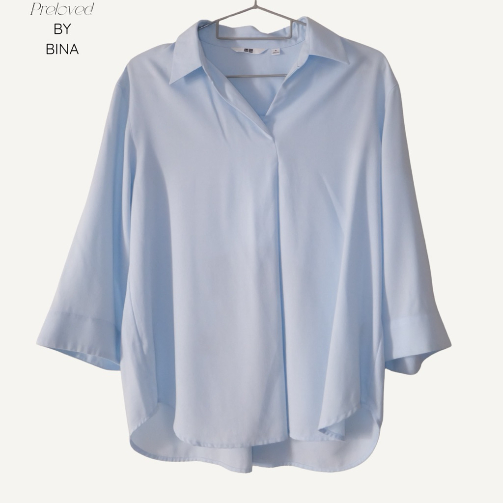 Preloved Blus Rayon Kerah Skipper Uniqlo