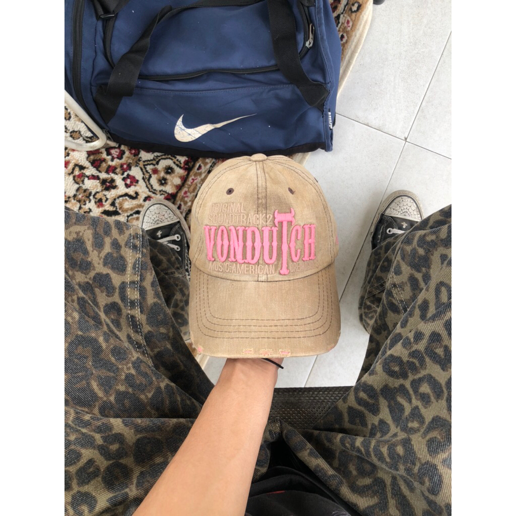 Von Dutch Big Spellout Vintage Distressed Baseball Cap with Embroidered
