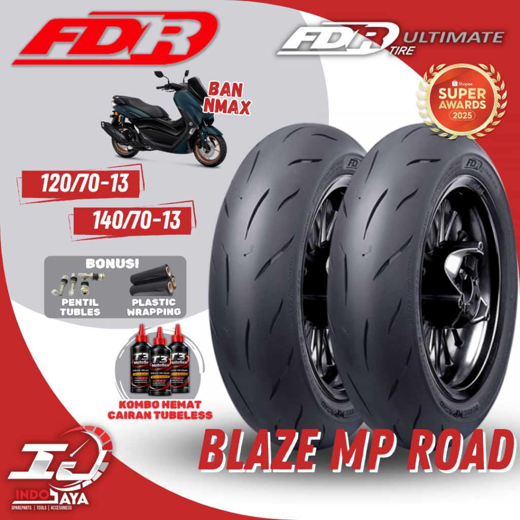 [HARGA SEPASANG] BAN LUAR TUBELESS FDR BLAZE MP ROAD (120/70-13 / 140/70-13) BAN FDR ULTIMATE / BAN 