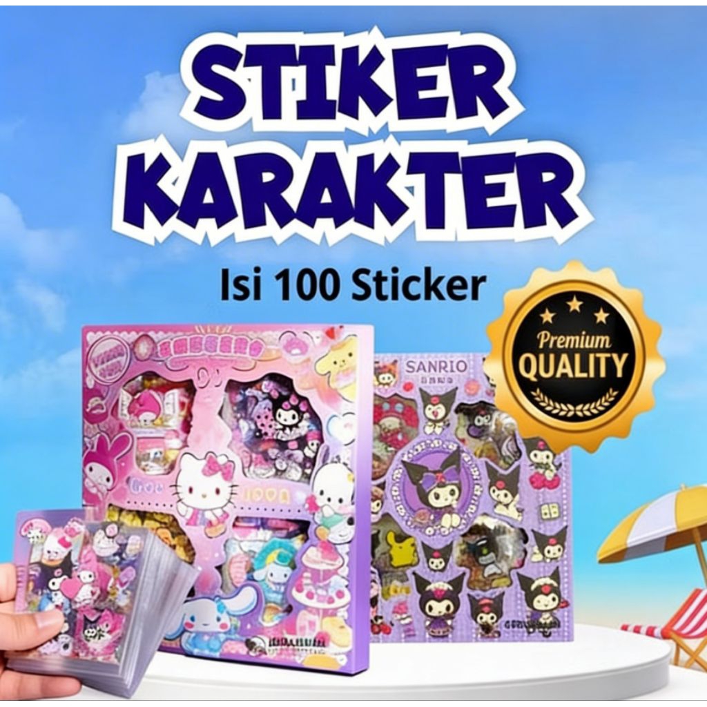 Sticker Box Viral Yoyo Momo DLL Isi 100 Lembar Gambar dan Warna Random Stiker Lucu Stiker Anak Anak 