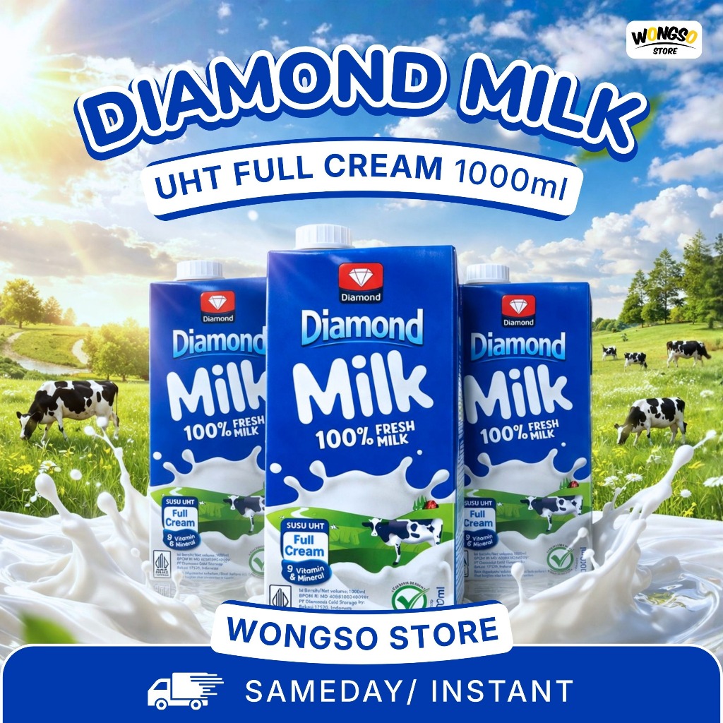 Diamond Milk UHT Full Cream 1L - Susu UHT Diamond 1000ml - Pengiriman Instan