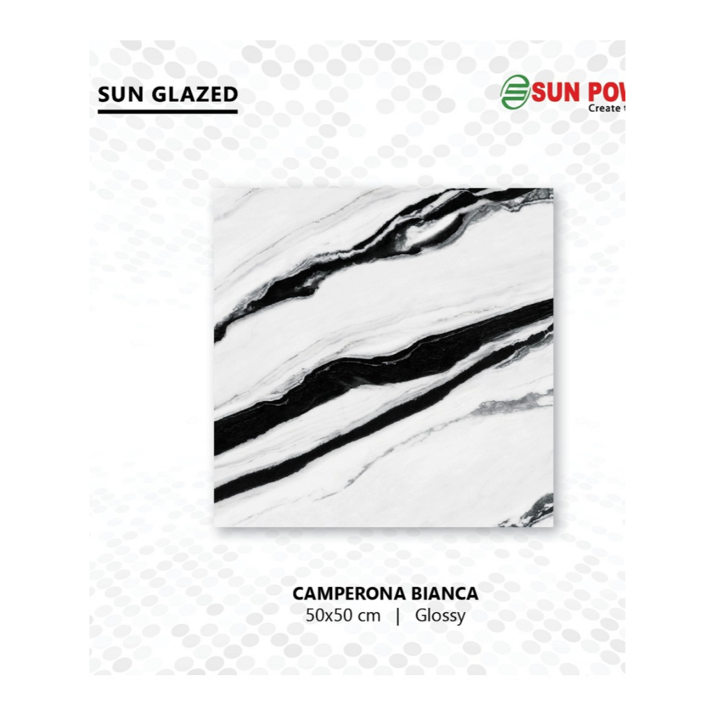 SUN POWER Camperona Bianca 50x50 Glossy – Keramik Tiles (Sun Glazed Tiles) Lantai & Dinding Sun Powe