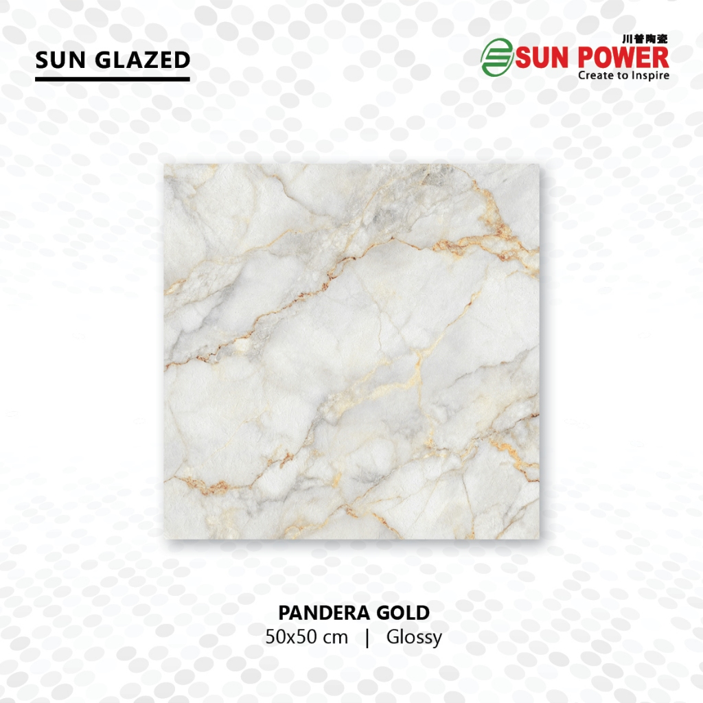 SUN POWER Pandera Gold 50x50 Glossy – Keramik Tiles (Sun Glazed Tiles) Lantai & Dinding Sun Power Ce