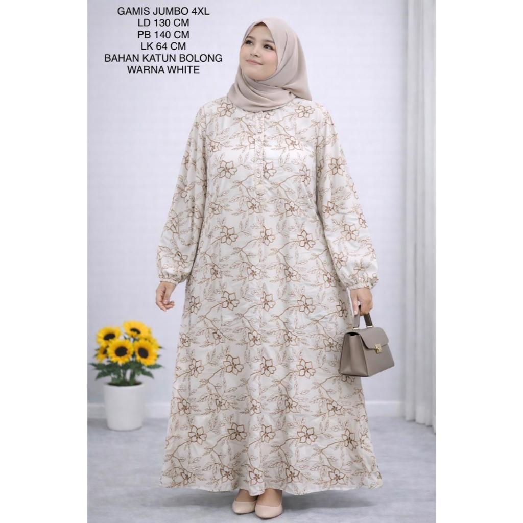 Gamis Jumbo Ld 130 Cm Model Katun Bolong Bordir - Najwa Dress